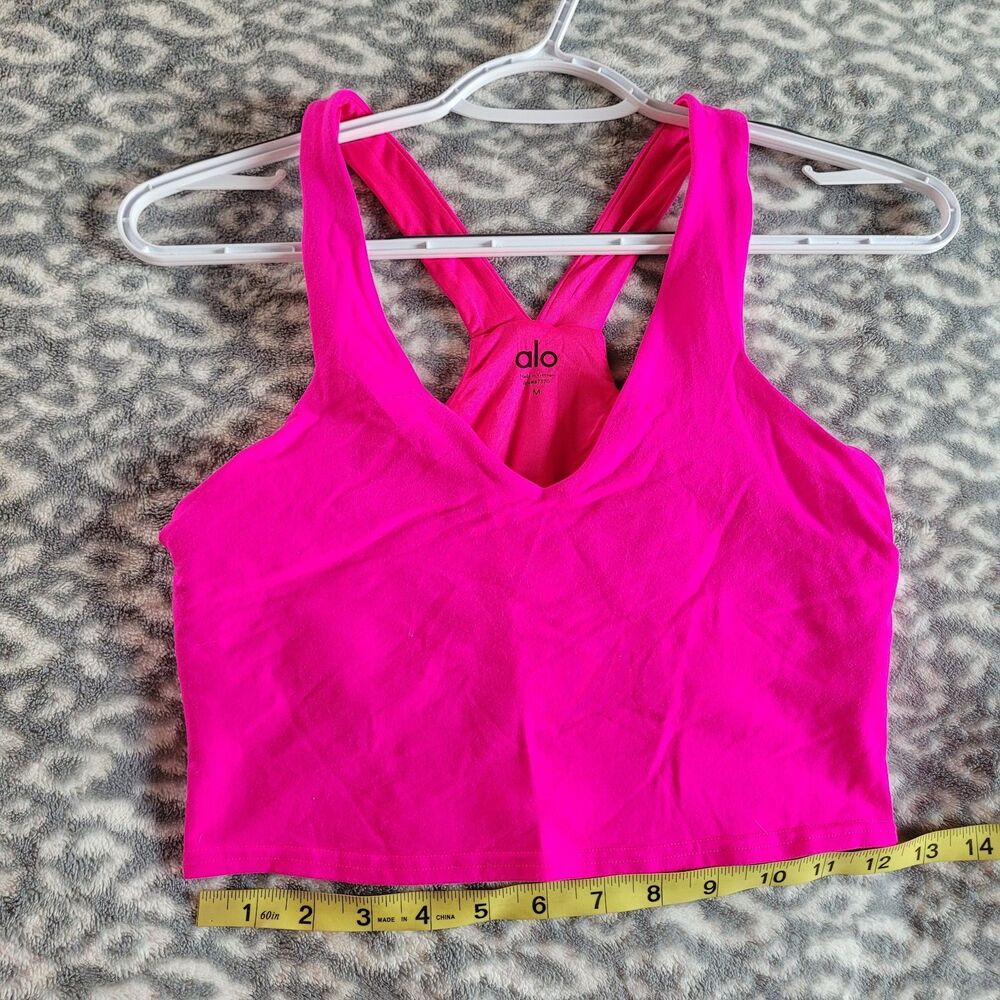 Alo Yoga Sports Bra Women M Airbrush Real Bra Tank Pink Yoga Gym Workout Pilates